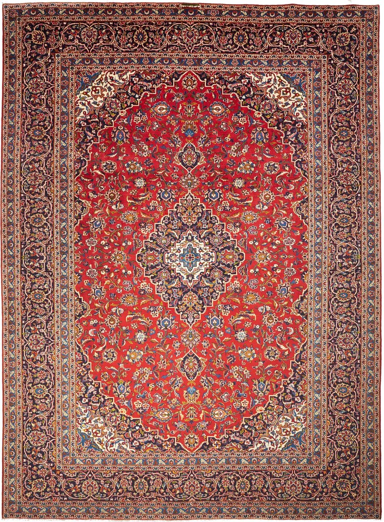 Kashan Tappeto persiano 410 x 300 Rosso (Iran) Annodato A Mano