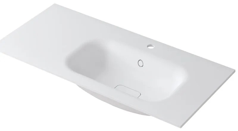 Lavabo integrale a destra rettangolare L 100.5 x H 15 x P 46 cm in resina bianco