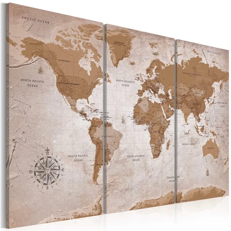 Quadro Vintage Map  Oriental Travels  Colore Marrone, Dimensioni e Misure 90x60