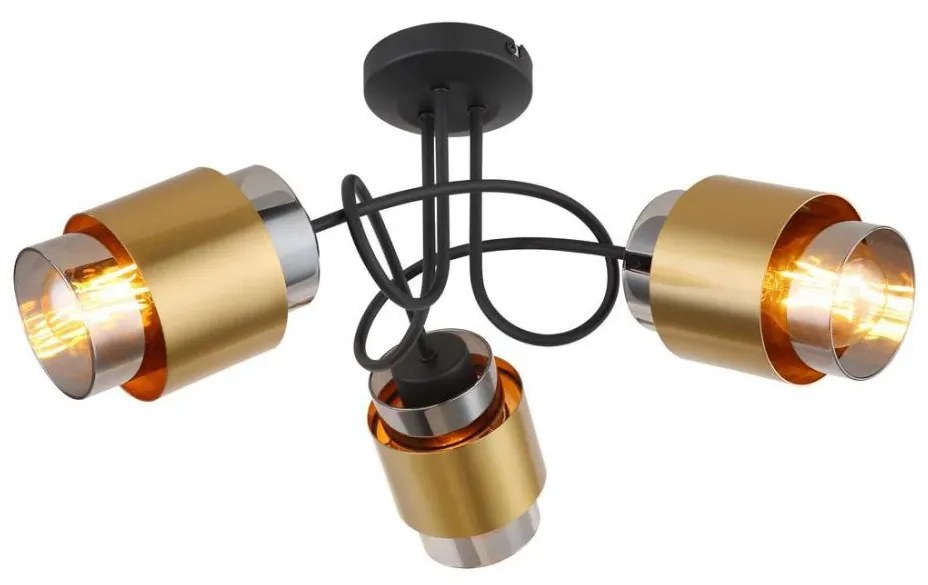 Globo 15560-3D - Lampadario a plafone MILLEY 3xE27/40W/230V nero/ottone