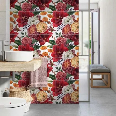 Fiori rossi | Adesivi per piastrelle