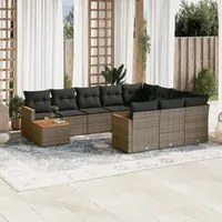 Set Divani da Giardino 11 pz con Cuscini in Polyrattan Grigiocod mxl 116309