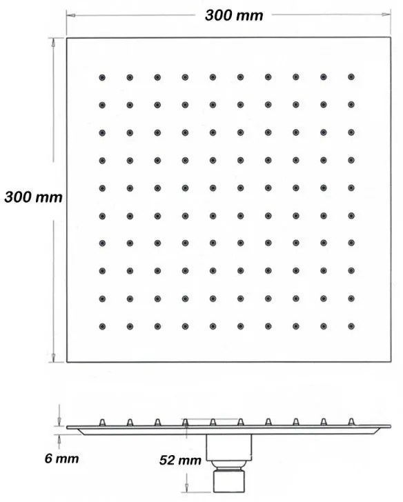 Soffione Quadrato Per La Doccia 30x30 Cm In Acciaio Inossidabile