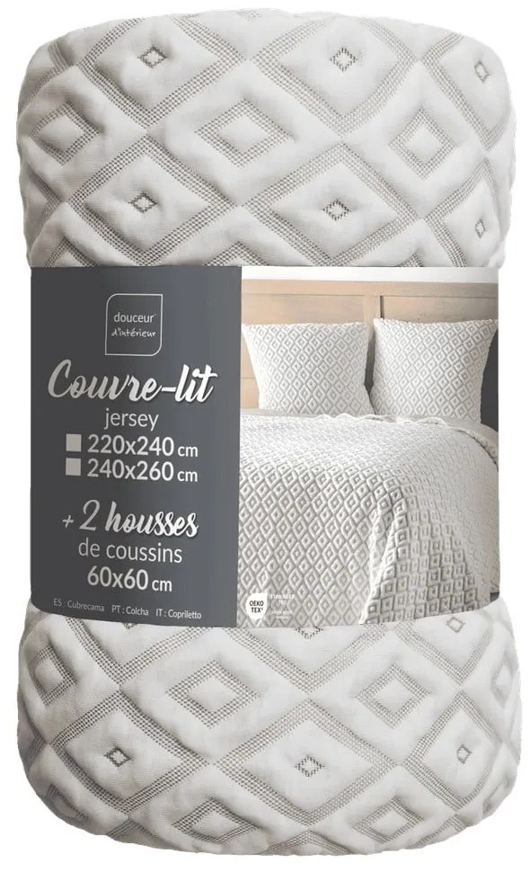 Set con copriletto e federa bianco/beige in jersey 240x260 cm Joana – douceur d'intérieur