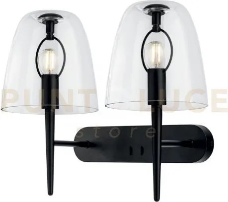 Applique a parete ares trasparente 2 luci attacco e14 42x22x33,7cm