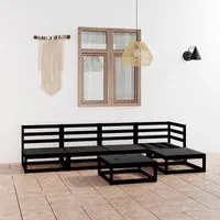 Set Divani da Giardino 6 pz Nero in Legno Massello di Pino cod mxl 40723