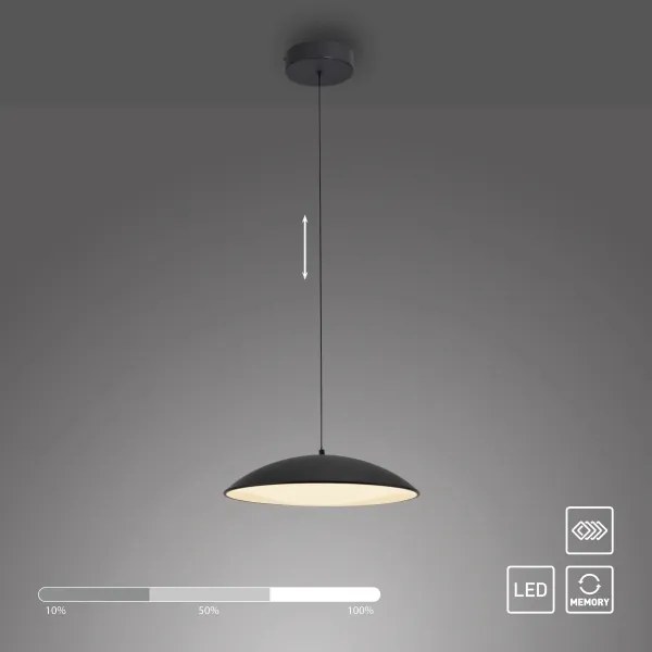 Schöner Wohnen 14606-18-LED Lampada a sospensione dimmerabile su cavo LENTE LED/17W/230V Ø40 cm, nera
