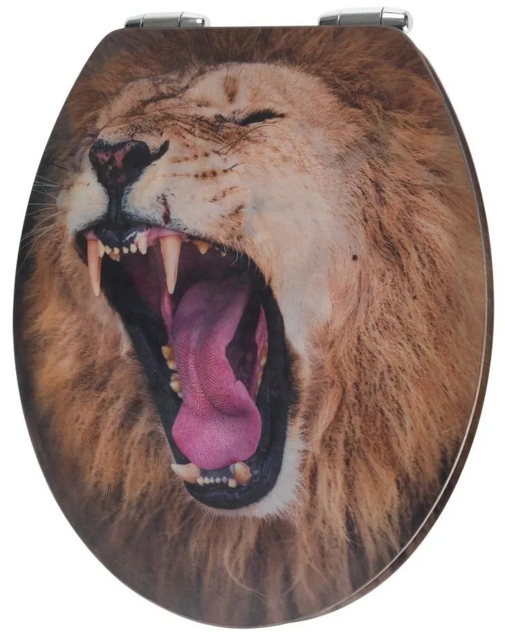 Sedile per wc con immagine 3D e chiusura facilitata , 44,5 x 38 cm Lion - Wenko