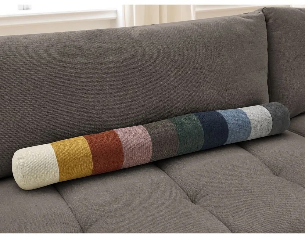 Divano angolare grigio tortora allungabile e con contenitore (penisola a destra/a L) con rivestimento in ciniglia Fuji – Bobochic Paris