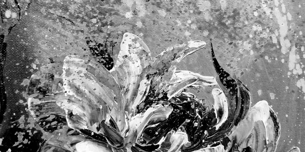 Stampa su tela – Peonie dipinte moderne in bianco e nero