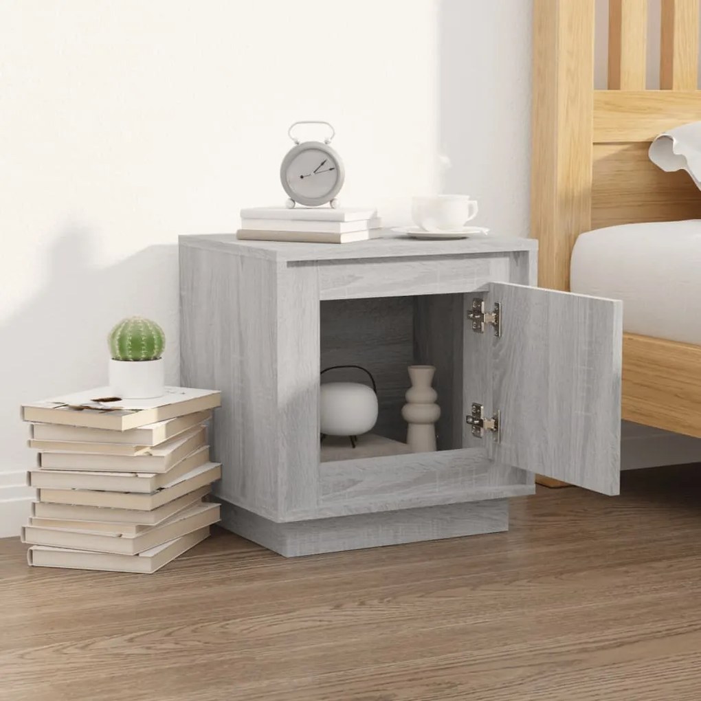 Comodino grigio sonoma 44x35x45 cm in legno multistrato