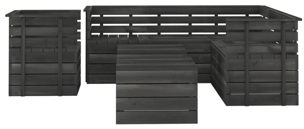 Set divani da giardino su pallet 8 pz legno pino grigio scuro