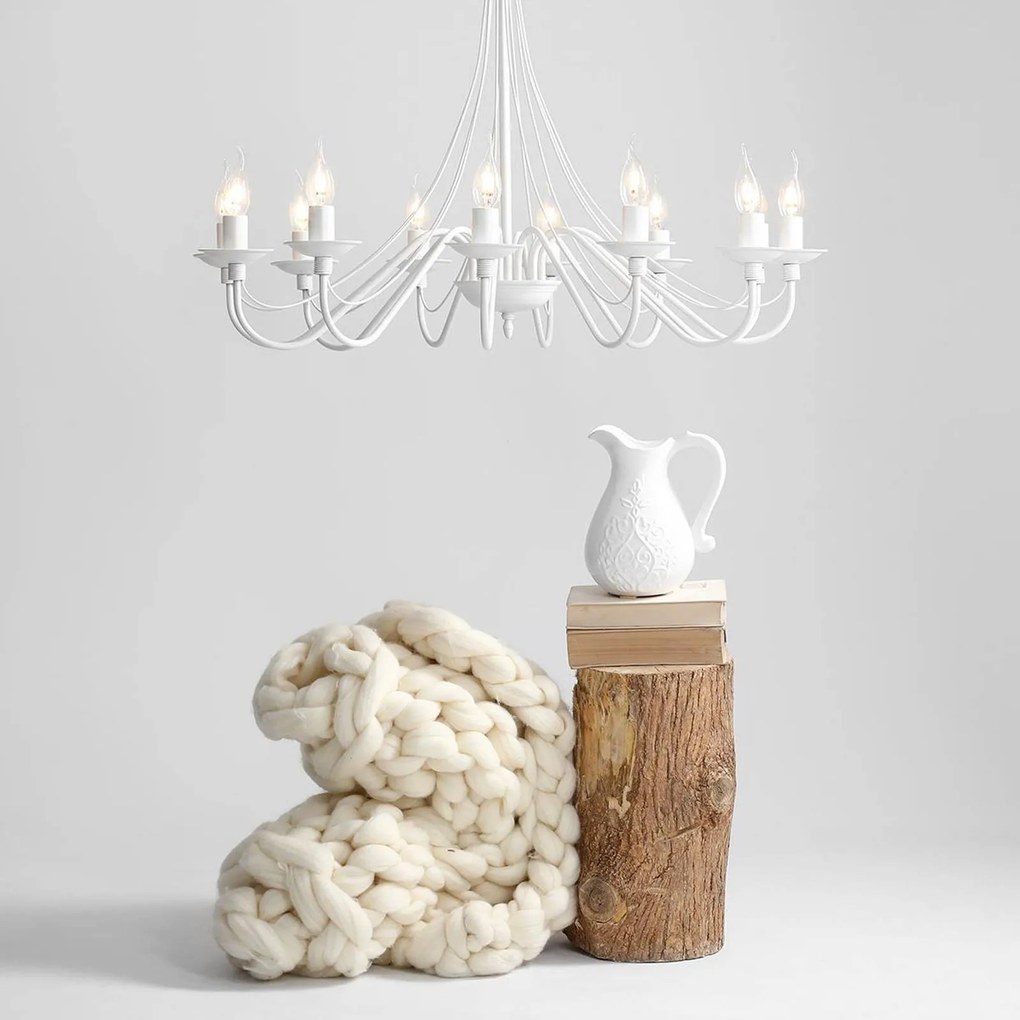 ALDEX Lampadario Rosa, bianco, a 12 luci, metallo