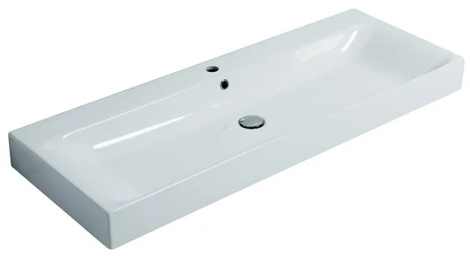 Lavabo sospeso rettangolare Cento 120cm H 10 x P 45 cm in ceramica bianco