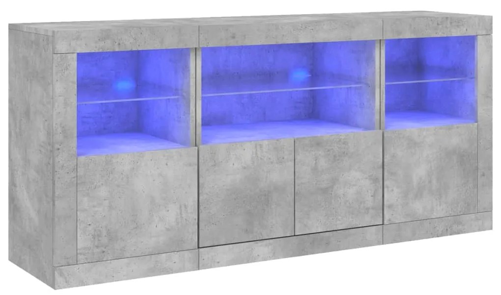 Credenza con luci led grigio cemento 142,5x37x67 cm