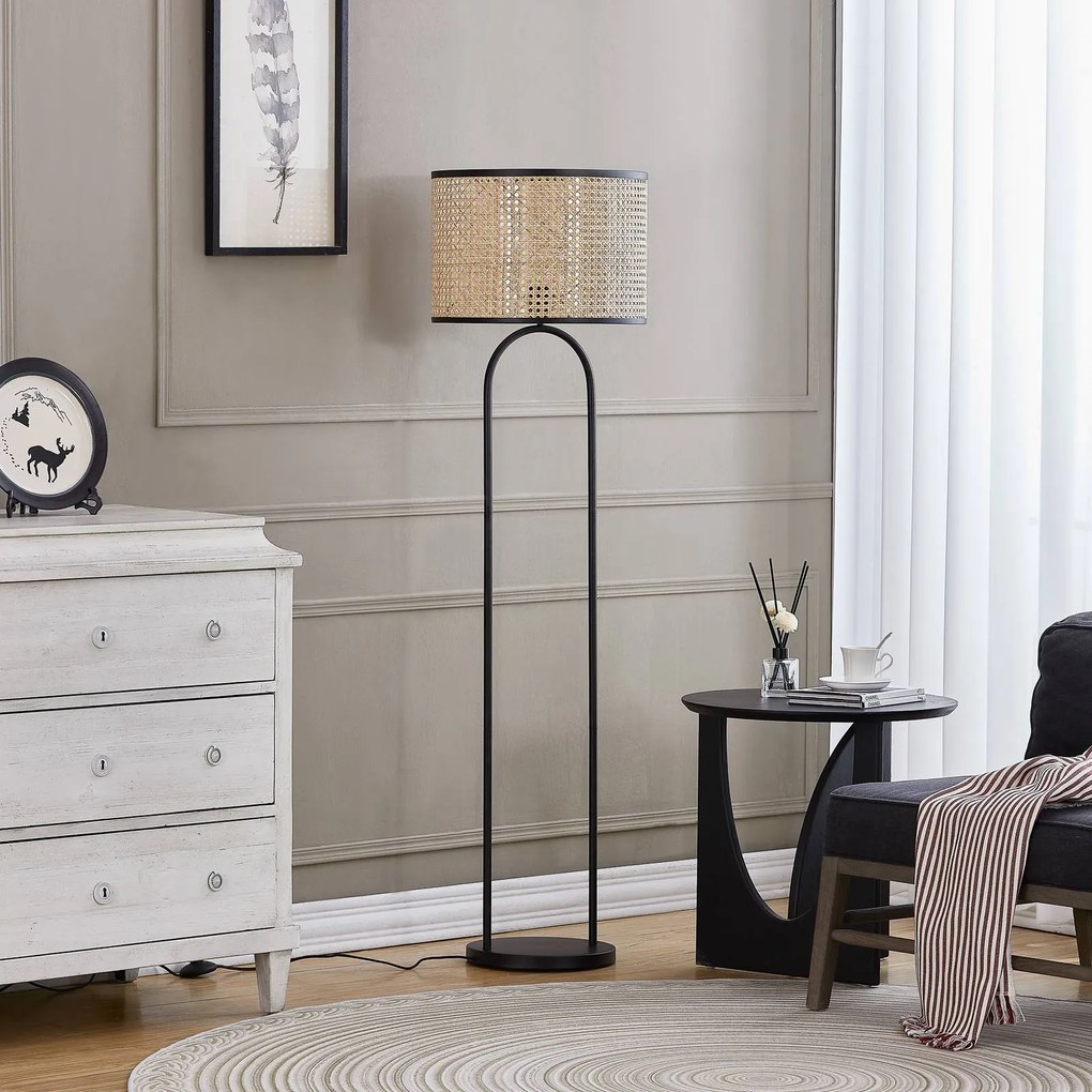 Lampada da terra Yaelle Lindby, Legno chiaro, Soggiorno / Sala da pranzo, Legno, Scandinavo, Lampada da terra