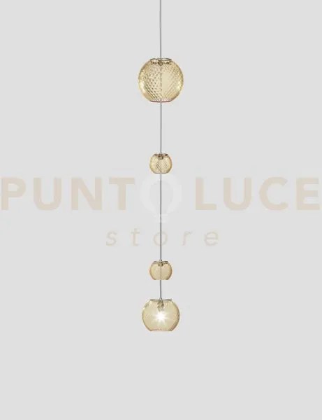Oto sospensione peac ambra rigadin nickel satinato 1 luce attacco g9