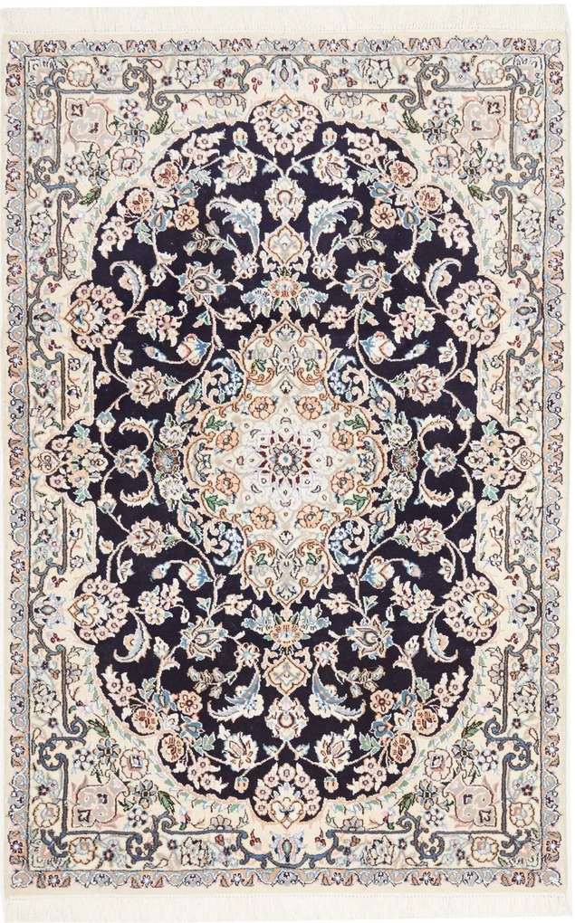 Nain Tappeto persiano 150x100 Blu (Iran) Annodato A Mano