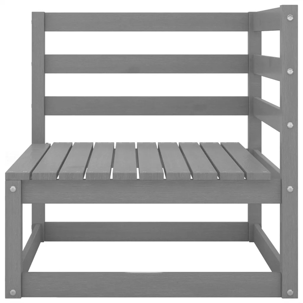 Set divani da giardino 10 pz grigio in legno massello di pino