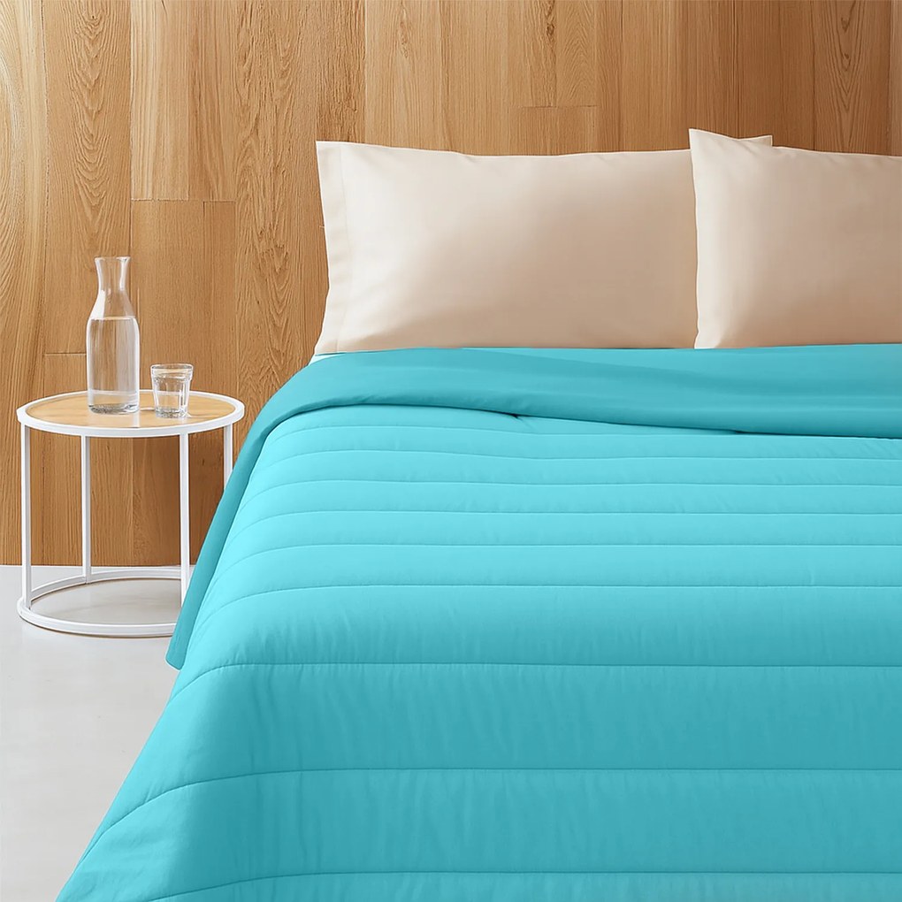 Trapuntino matrimoniale 250x260 cm turchese tinta unita