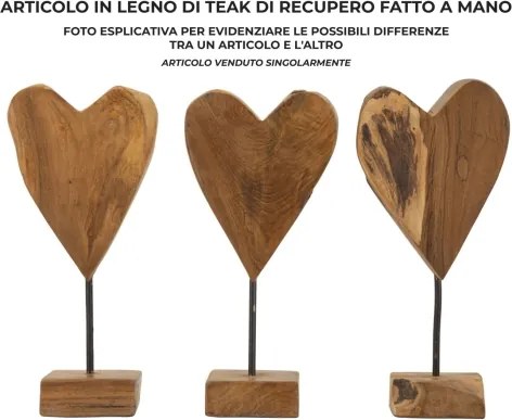 Scultura Cuore In Teak Ric. Cm 15X10X35 (Pezzi Unici - Non Rip. In Serie)