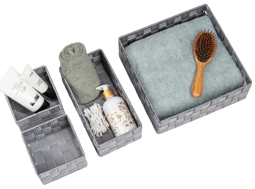 Set di 4 organizer da bagno in plastica grigia Adria - Wenko