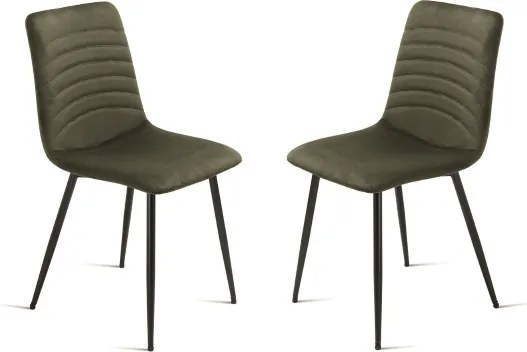 Sedia imbottita in tessuto cannettato Verde CANNETO 2 sedie