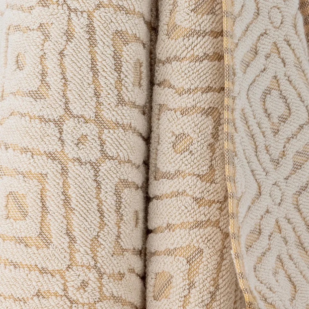 Asciugamano in cotone color senape-crema 100x50 cm Malou - Bloomingville