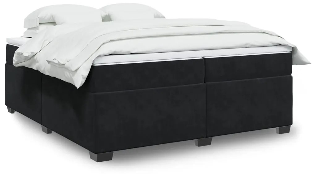 Giroletto A Molle Con Materasso Nero 200x200 Cm İn Velluto /