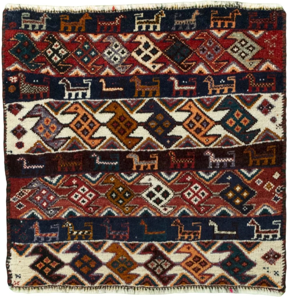 Shiraz Tappeto 50 x 50 Rosso (Iran) Annodato A Mano