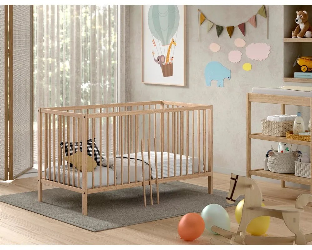 Lettino di colore naturale in pino massiccio 70x140 cm DINO – Vipack