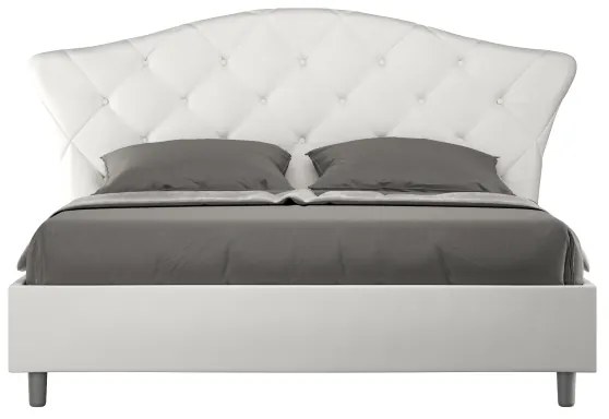 Letto con rete imbottito 160x190 similpelle bianco Langre