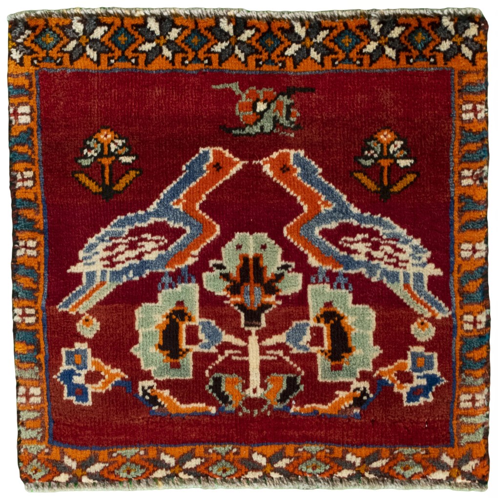 Shiraz Tappeto persiano 50 x 50 Rosso (Iran) Annodato A Mano