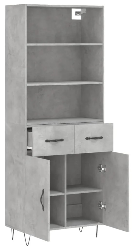 Credenza Grigio Cemento 69,5x34x180 cm in Legno Multistrato