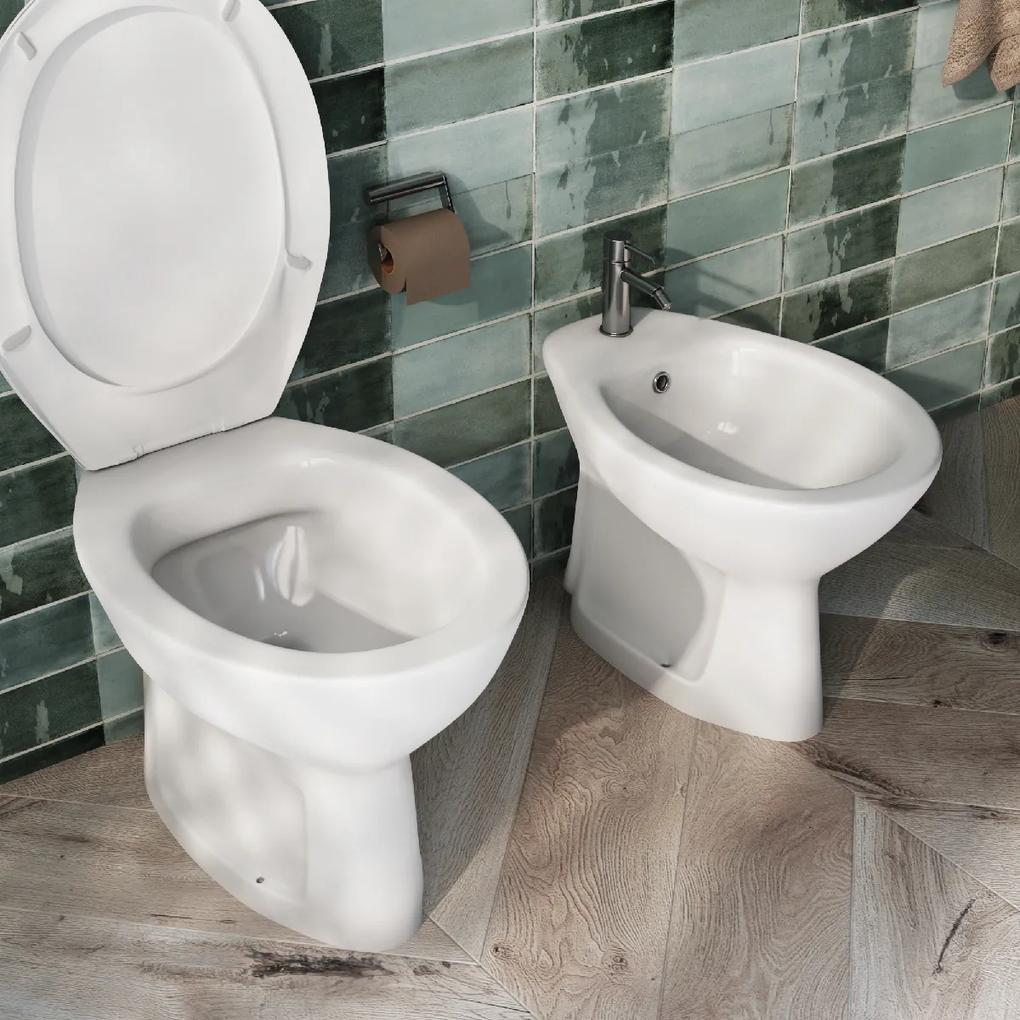 Sanitari tradizionali WC e Bidet con scarico a terra sedile softclose Sigma