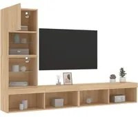 Mobili TV a Muro con LED 4pz Rovere Sonoma Legno Multistrato 3216642