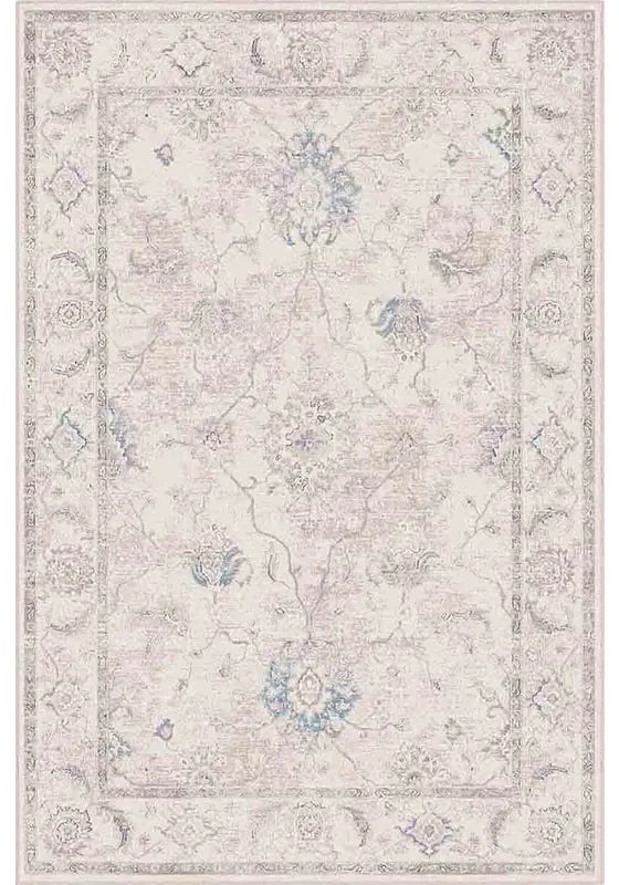 Tappeto Lotus classico astratto in viscosa azzurro, grigio, beige, L 200 x L 140 cm