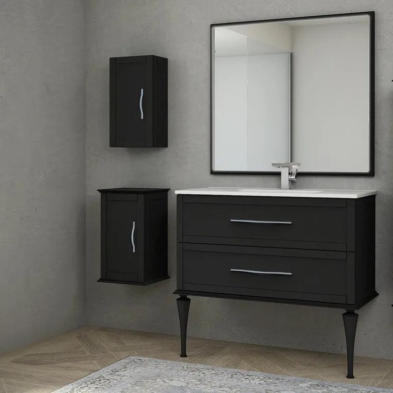 Mobile da bagno sospeso sotto lavabo L 100 x H 55 x P 46 cm grafite laccato opaco, 2 cassetti BADEN HAUS Tiffany