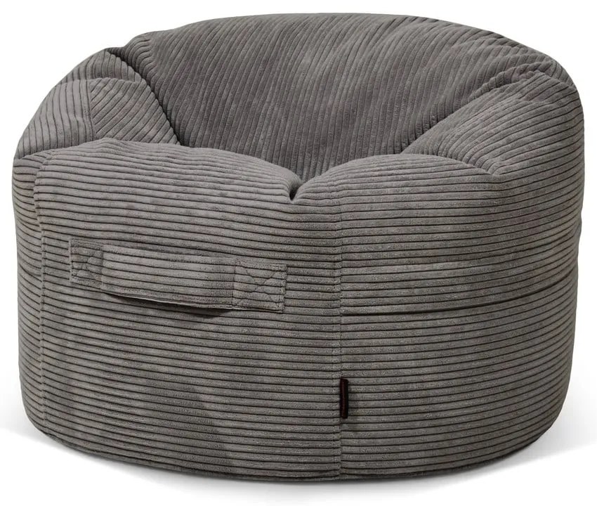 Pouf a sacco per bambini grigio scuro con rivestimento in velluto a coste Roll 80 – SLOWDOWN