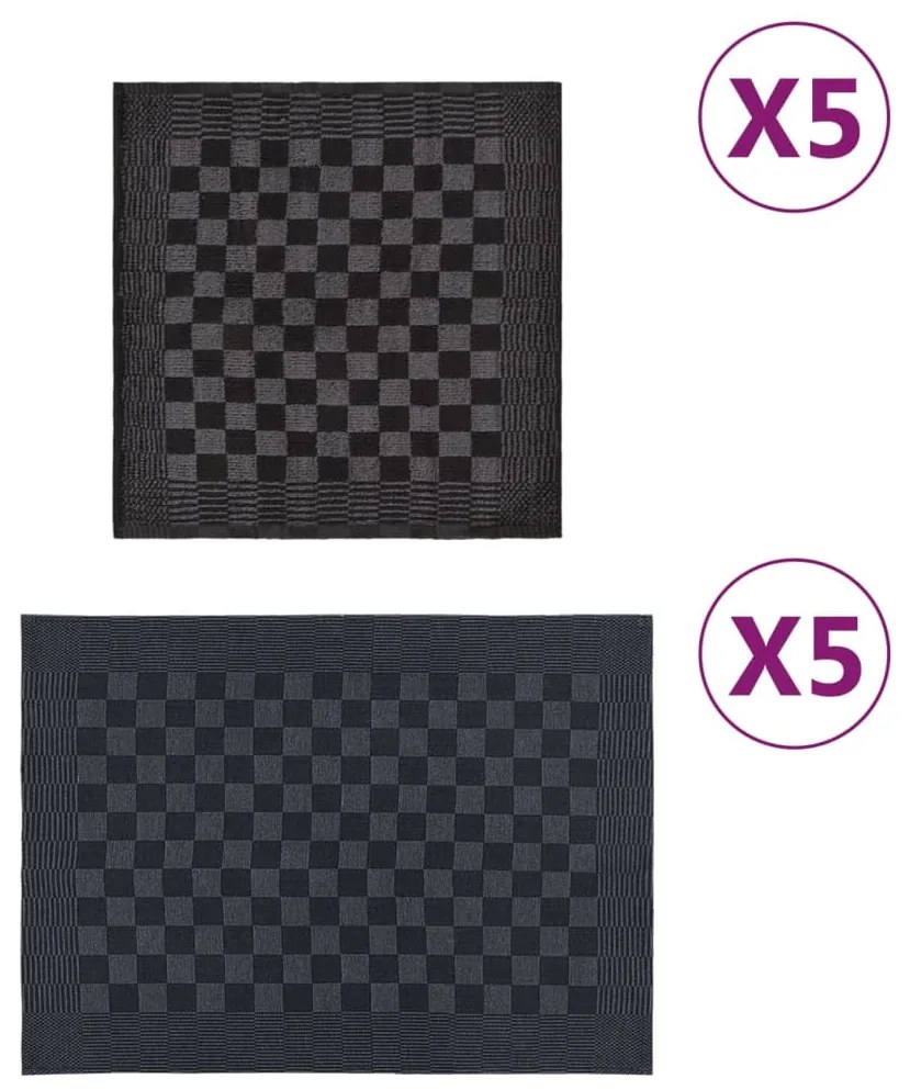 Set Strofinacci 10 Pz İn Cotone Nero E Grigio /