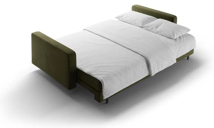 Divano verde allungabile/con contenitore con rivestimento in velluto 222 cm Bali – Cosmopolitan Design