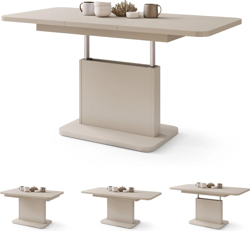 ASTON MINI-Z Beige (Champagne) - MODERNO TAVOLINO DA SALOTTO TRASFORMABILE ALLUNGABILE SOLLEVABILE