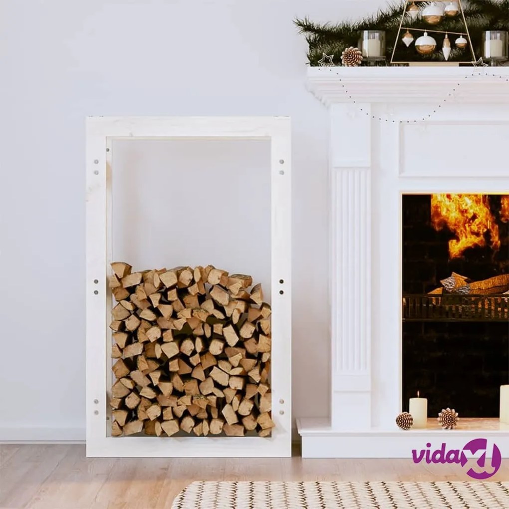 vidaXL Portalegna Bianco 60x25x100 cm in Legno Massello di Pino