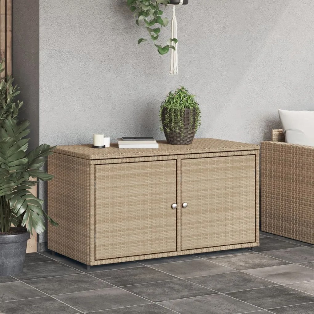 Armadietto portaoggetti giardino beige 110x55x60,5cm polyrattan