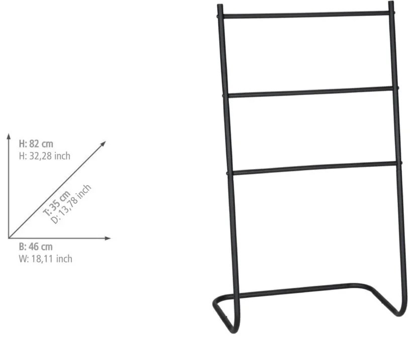 Portasciugamani in metallo nero opaco Aracena - Allstar