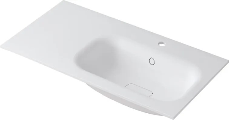Lavabo a incasso rettangolare vasca a destra L 90.5 x H 15 x P 46 cm in resina bianco lucido