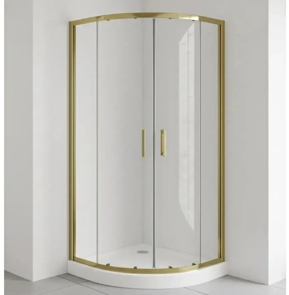 Box Doccia 90x90 Semicircolare Profili Oro Scorrevole H190 Trasparente