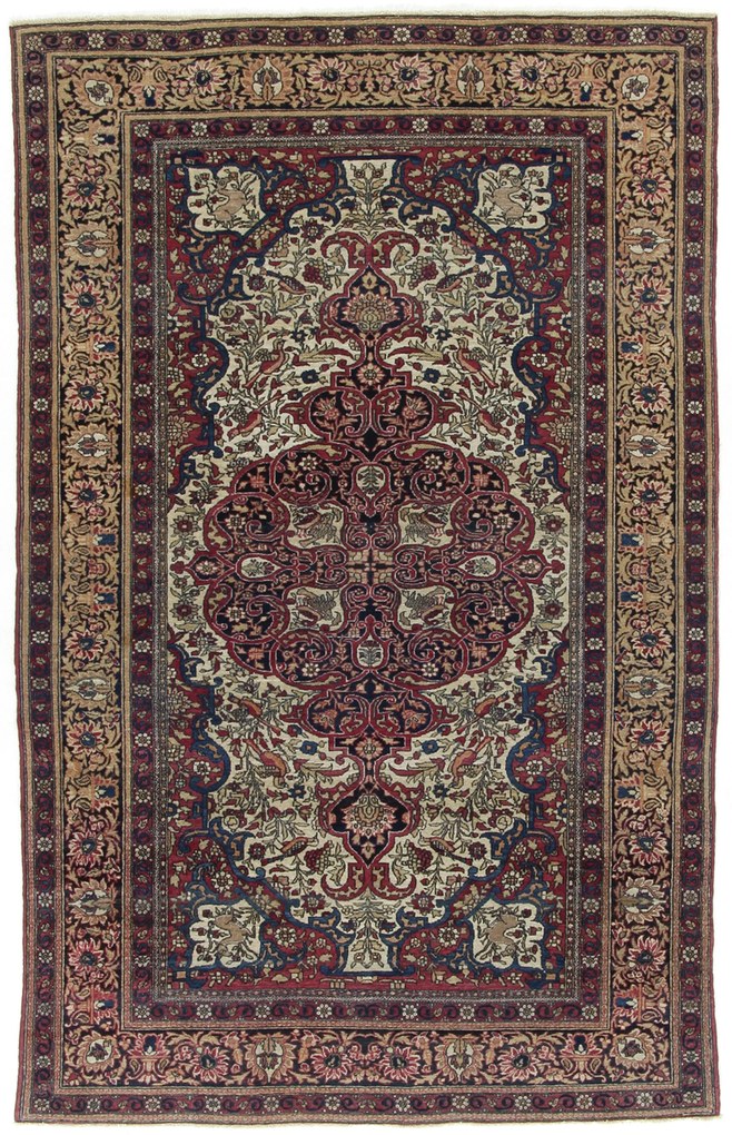 Isfahan Tappeto 220x130 (Iran) Annodato A Mano