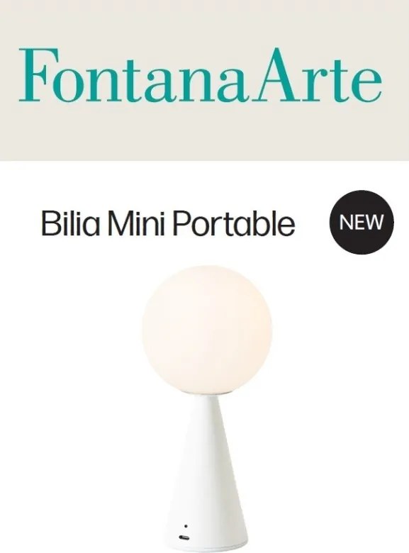 Fontana Arte Bilia mini base bianca RICARICABILE