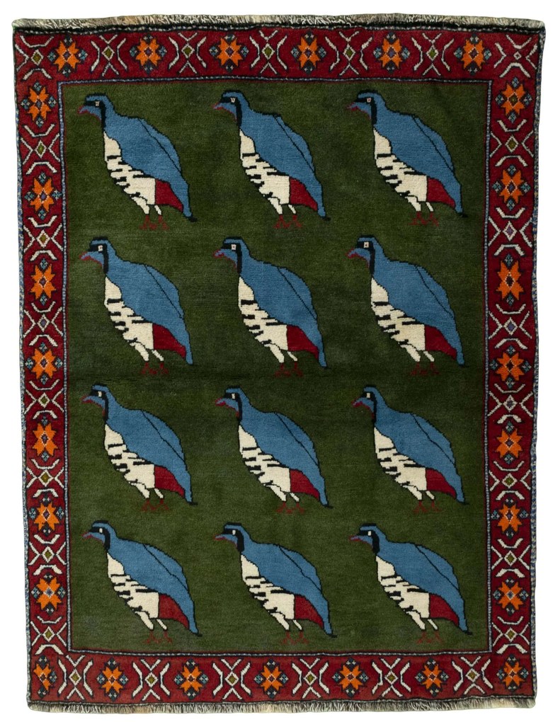 Gabbeh Tappeto persiano 110 x 150 Verde (Iran) Annodato A Mano